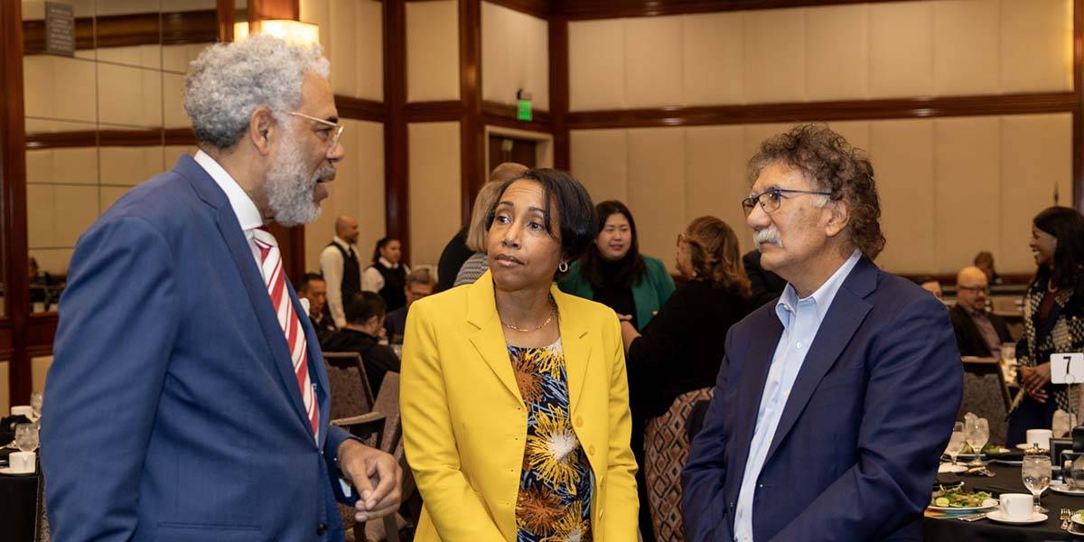 Darick Simpson, Joanna Jackson, and Mario Cordero mingle at Long Beach Black History luncheon 2025